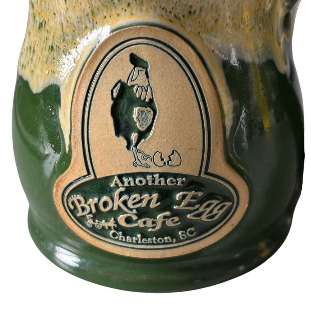 Deneen Pottery Mug Another Broken Egg Cafe Charleston SC Hand Thrown Green 2015 - Picture 2 of 8